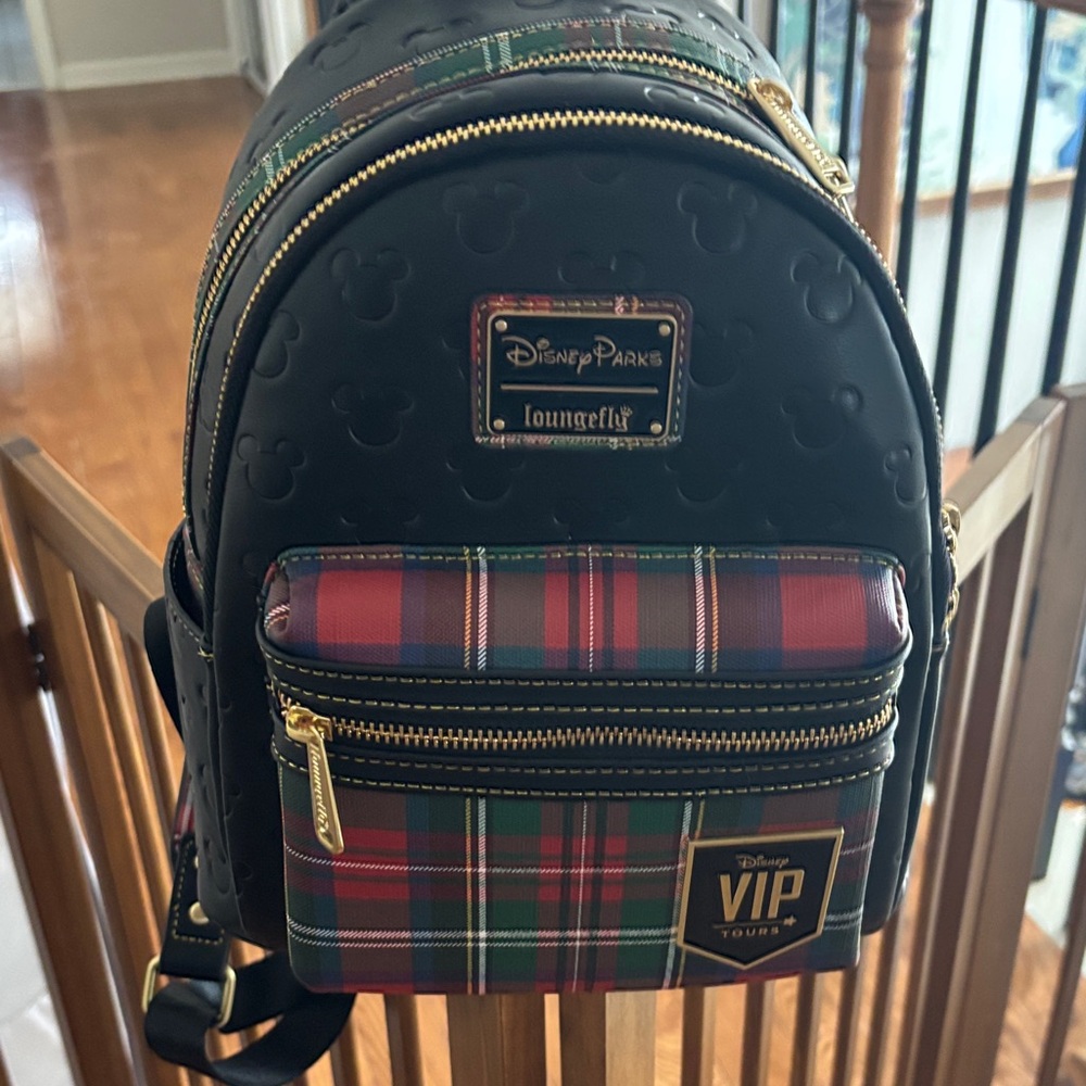 Loungefly Black and Plaid Disney Parks Backpack